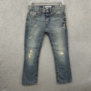 BKE Jeans Mens 28x30 Blue Denim Aiden Bootleg Distressed Medium Wash Stretch